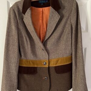 Boden Button-front, Wool Blazer with Velvet Details